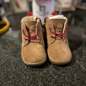 UGG Tan Kids Boots with Red Laces